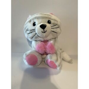 Amscan Grey White Striped Cat Plush Stuffed Animal Pink Paws 8 Inch Kitten